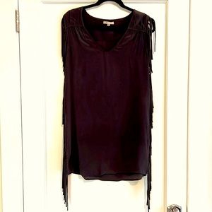 Maje Charcoal Gray Fringe Mini Dress Size Small